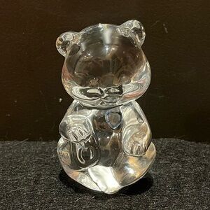 Vintage Fenton Glass Teddy Bear Figurine with Blue Heart